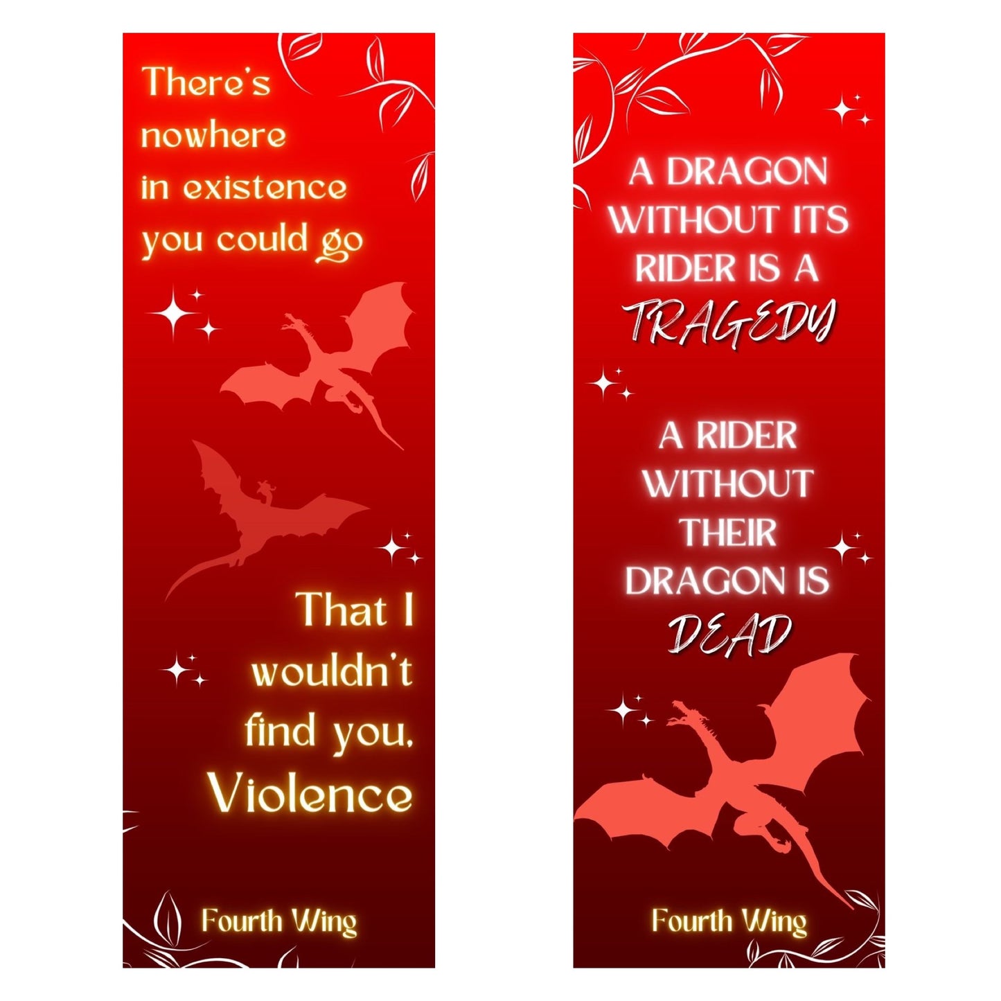 Fourth Wing Inspired 2 Pack - Acrylic Bookmarks