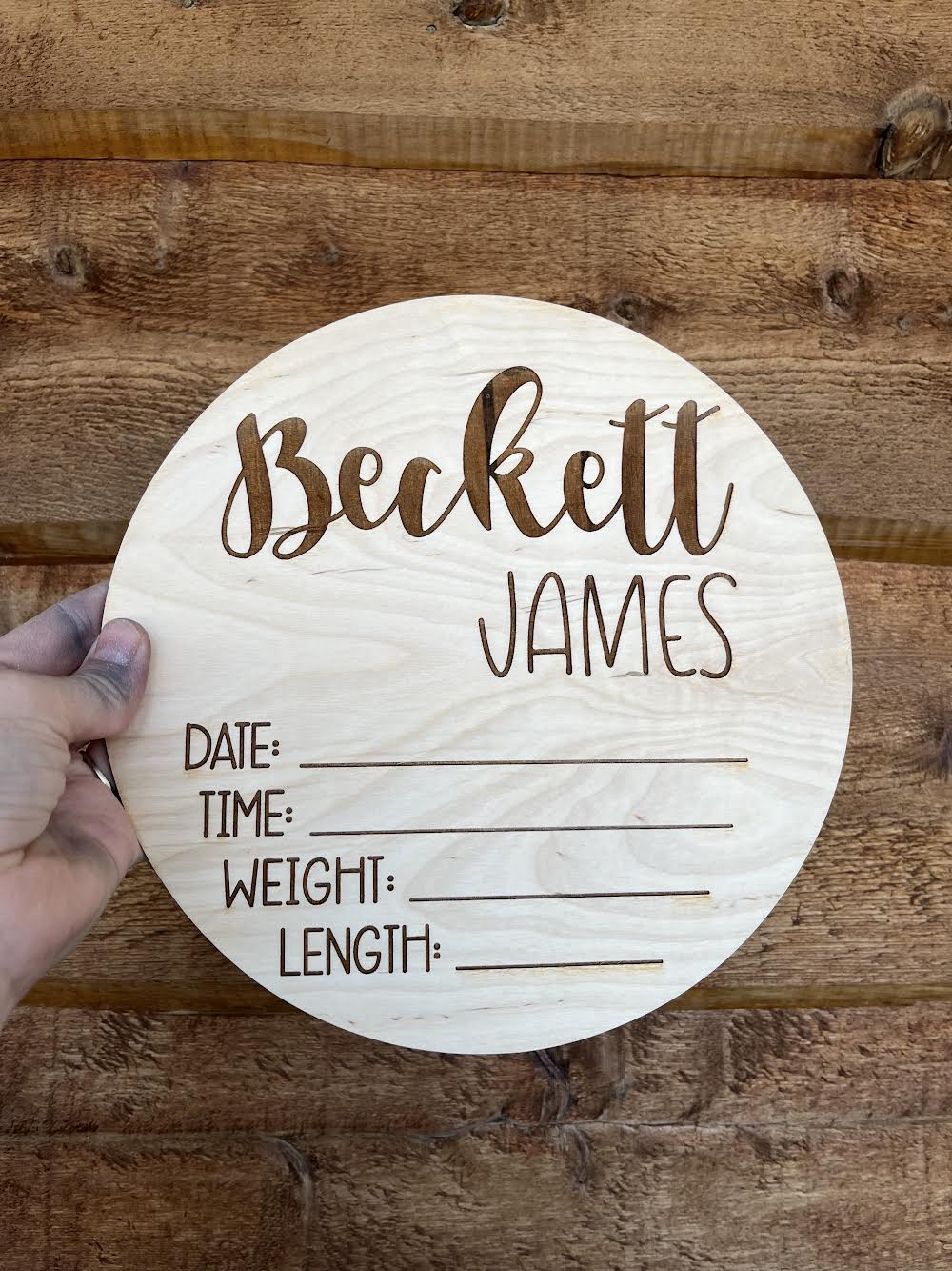 Custom Laser Engraved- Wooden Baby Sign (Announcement)