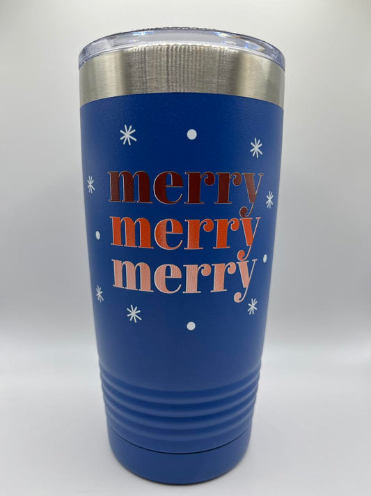 Merry - Merry - Merry 20oz Blue Tumbler