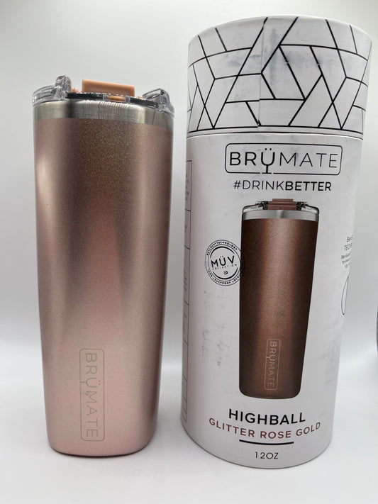 Brumate HighBall 12oz Glitter Rose